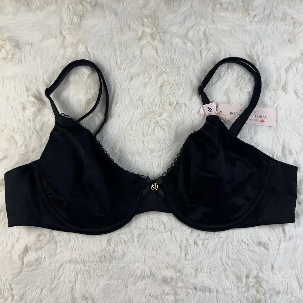 Victoria's Secret Body‎ by Victoria Smooth Black Unlined Demi Underwire Bra 32DD